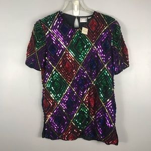 Nwt hasting and Smith vintage sequins top small